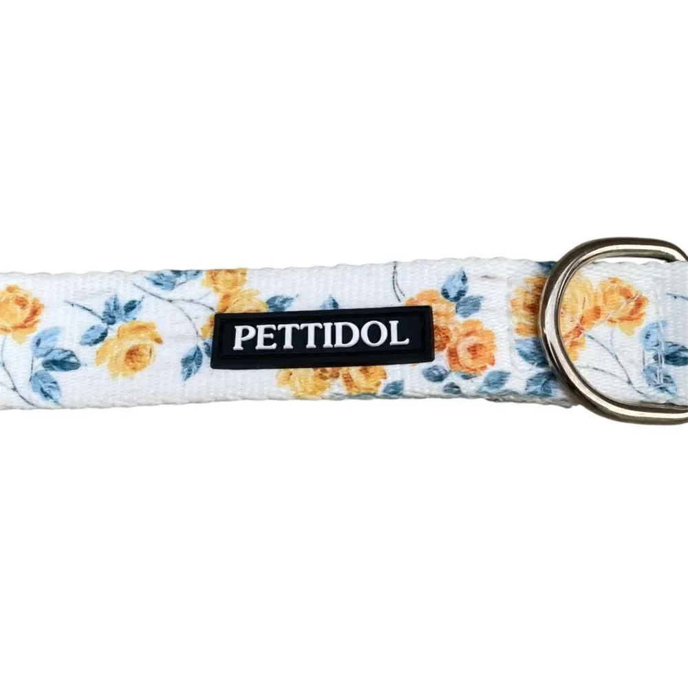 NWOT New Pettidol Dog Pet Collar Quick Release Buckle White/Yellow/Blue Floral